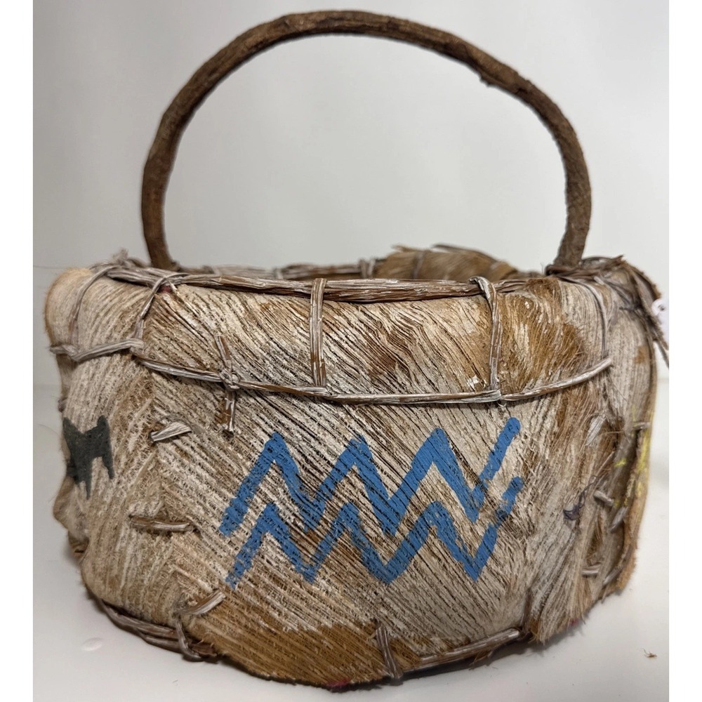 RARE Handmade Basket Native American inspired Decor 🔥🧺 HTF cabin /lodge
